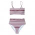 CUPSHE Women's Stripe Reversible Bandeau Top High Waisted Bikini