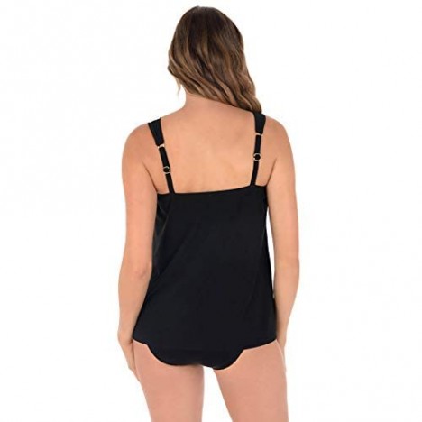Miraclesuit Women's Swimwear DD-Cup Razzle Dazzle Underwire Bra Square Neckline Tankini Bathing Suit Top with Adjustable