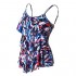 Summer Mae Women Ruffle Tankini Top Double Flounce Printed Swim Top Tummy Control Bathing Suits