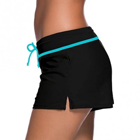 Aleumdr Womens Side Split Waistband Swim Shorts with Panty Liner Plus Size S - 3XL