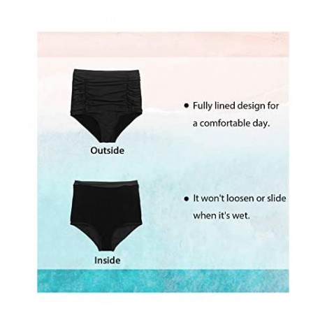 Bonneuitbebe Women's Bikini Bottoms High Waisted Swimsuit Shorts Full Coverage Bathing Suit Bottoms Swim Briefs