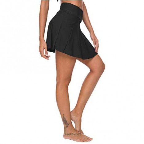 ChinFun Women's Swim Skirts Bikini Tankini Bottom Swimsuit Swimdress Skort Side Pocket with Built-in Briefs