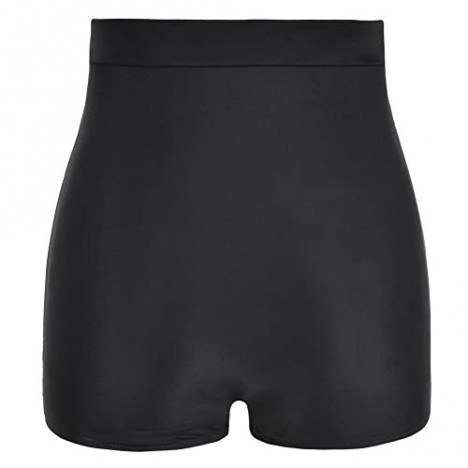 Firpearl Women's High Waisted Bikini Bottom 50s Ruched Boyleg Swimsuit Bottom