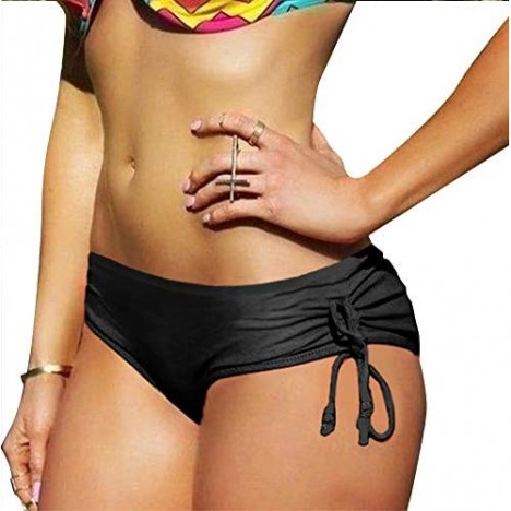 Upopby Women's Sexy Boyshort Bikini Bottom Side Tie Cheeky Swimsuit Bottoms Ruched Tankini Swim Shorts
