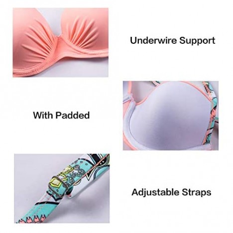 Astylish Women's Push Up Two Piece Bikini Swimsuits Padded Swimwear Bathing Suits