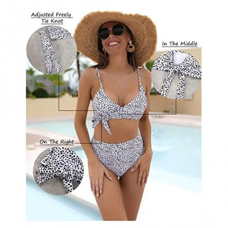 Blooming Jelly Womens High Waisted Bikini Sets Tie Knot High Rise Two Piece Swimsuits Bathing Suits