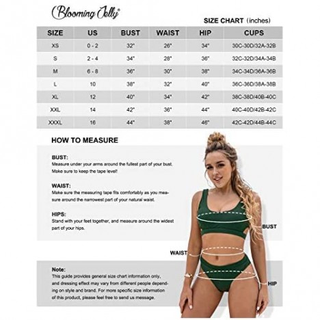 Blooming Jelly Women's High Waisted Bikini Twist Two Piece Swimsuit High Neck Knotted Leaf Print Bathing Suit