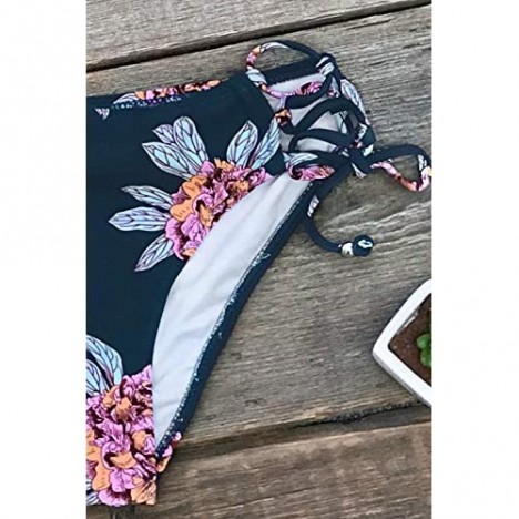 CUPSHE Women's Bikini Swimsuit Floral Print Lace Up Two Piece Bathing Suit