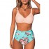 CUPSHE Women's High Waist Bikini Swimsuit Floral Print Knot Two Piece Bathing Suit