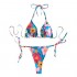 Romwe Women's Allover Floral Print String Triangle Halter 2 Piece Bikini Swimsuit Beachwear