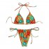 SOLY HUX Women's Frill Trim Halter Triangle Tie Side Bikini Set Two Piece Swimsuits