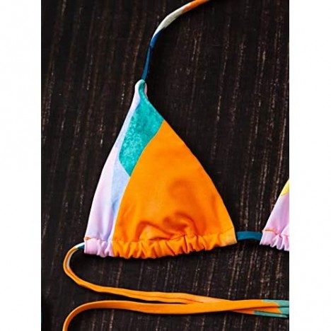 SOLY HUX Women's Tie Dye Wrap Bikini Bathing Suits with Mesh Beach Skirt 3 Piece Swimsuits