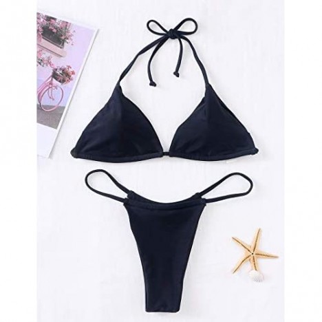XUNYU Bikini Set Bandage Solid Brazilian Swimwear Two Pieces Swimsuit Padded Thong Bathing Suits