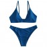 ZAFUL Women's Tie Back Padded High Cut Bralette Bikini Set Two Piece Swimsuit
