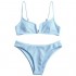 ZAFUL Women's V-Wire Padded Ribbed High Cut Cami Bikini Set Two Piece Swimsuit…