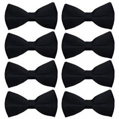 AVANTMEN Men's Bowties for Boys 8 Pack Satin Pre-Tied Bow Tie Formal Tuxedo Adjustable Length Large Variety Colors