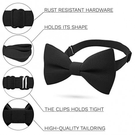 Classic Pre-Tied Bow Tie Formal Solid Tuxedo for Adults & Children by Bow Tie House