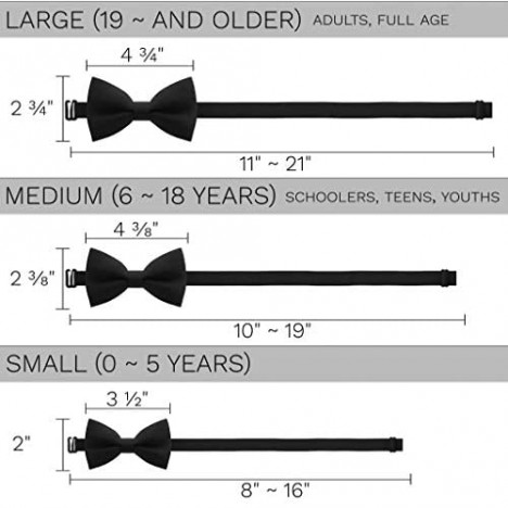 Classic Pre-Tied Bow Tie Formal Solid Tuxedo for Adults & Children by Bow Tie House