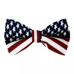 FBT-FLAG - Red - White - Blue - American Flag Self Tie Bow Tie