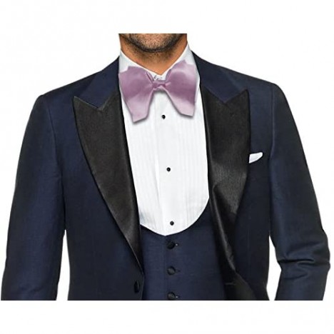 Mens 100% Satin Silk Oversized Pre-tied Bowtie Handmade Solid Formal Tuxedo Big Bow Ties