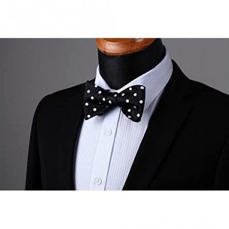 Men's Bow Ties Polka Dots Silk Self-Tie Bow Tie Formal Business & Tuxedo Wedding Bowtie and Pocket Square Set