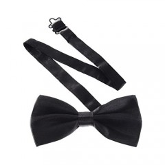 Men's Pre-Tied Bow Ties Tux Bowtie Adjustable Formal Neck Bowtie for Parties (Black 1 Piece)