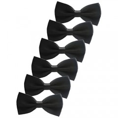 UDRES 6 Pack Solid Satin Pre-tied Tuxedo Adjustable Neck Bowtie for Wedding Party