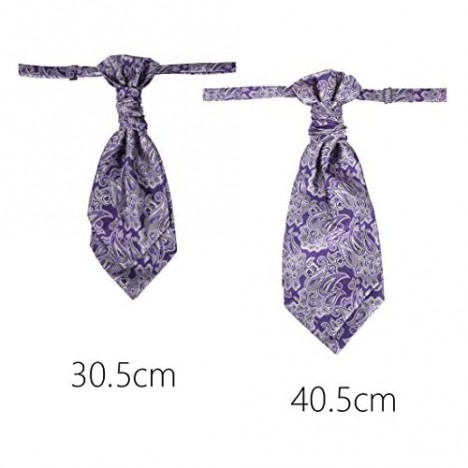 Ascot Cravat Tie For Men Purple Pretied Cravat Tie Handkerchiefs Set Pure Silk Pattern Clip-On Adjustable Christmas Fashion C.B.AQ.R.021 Epoint Indigo Whitesmoke Light Gray