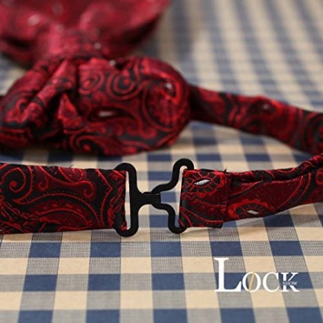 Cravat Necktie For Wedding Tall Patterned Pre-Tied Cravat Tie Red Jacquard Silk ERB1B08D Epoint Dark Red Black