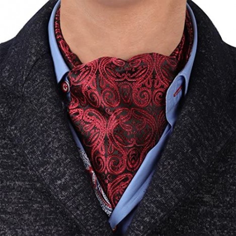 Epoint Men's Fashion Self-tied Ascot Tie Evening Paisley Cravats Hanky Set with Box