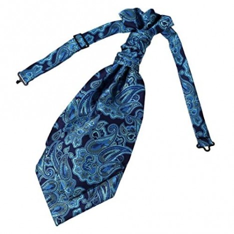 Floral Men Ascot Scarves Tall Blue Pretied Ascot Cravat Tie ERB1B06B Epoint Silk Deep Sky Blue Midnight Blue