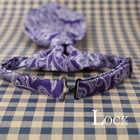 Indigo Whitesmoke Light Gray Day Cravat For Men Big Pretied Ascot Tie Purple 100% Silk ERB1B06A Epoint Paisley