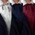 Men Ascot Multi-Color Plain Cravat Scarf Silk Touch Retro Vine DRDE0001 Dan Smith Burgundy Midnight Blue Gray