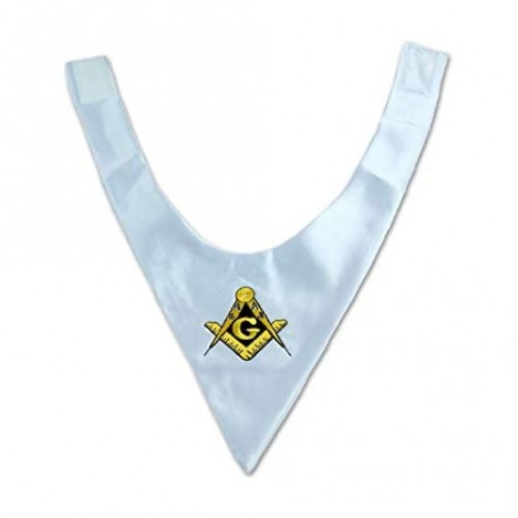 Square & Compass Satin Masonic Cravat - [White]