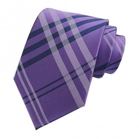 Elfeves Men's Modern Tartan Checks Plaid Style Formal Ties Woven Pattern Necktie