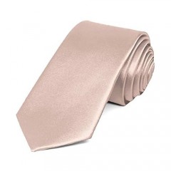 TieMart Blush Pink Slim Solid Color Necktie  2.5" Width