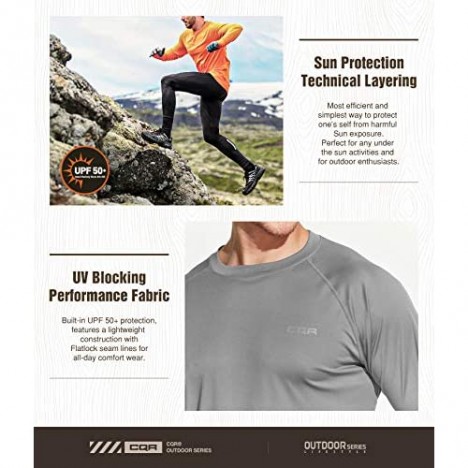 CQR Men's UPF 50+ Outdoor Long Sleeve Shirts UV Sun Protection Loose-Fit Water T-Shirts Running Workout Shirt