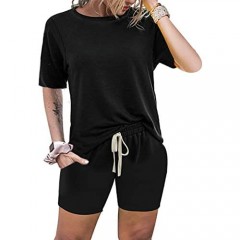 2 Piece Long Sleeve Outfits for Women Sweatsuit Set Solid Color Sport Suit Activewear