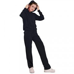2 Piece Outfits Women's Tracksuit Sets Sweatsuit Hoodie and Sweat Pants Jogging Solid Zip Up Active Jogger Track Suit