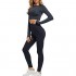 FLYCHEN Women Long Sleeve Yoga Outfits Solid Color Athletic Set 2 Piece Bodycon Set Casual Outfit Tracksuit