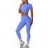 OYS Workout Sets for Women 2 Piece Outfits Seamless High Waist Yoga Leggings Running Sports Crop Top Gym Sets