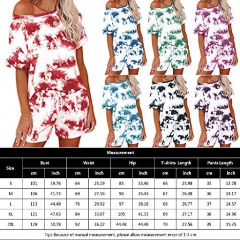 Women's 2 Pieces Shorts Outfits Casual Tie Dye T-Shirts Shorts Tracksuits Sets