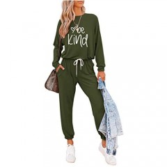 Womens Long Sleeve Crewneck Pullover Tops and Long Pants Sweatsuit Two Piece Outfits Lounge Set Workout Athletic Tracksuits