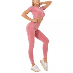 Womens Two Piece Workout Set Crop Top High Waist Yoga Pants Sexy Active Tracksuit
