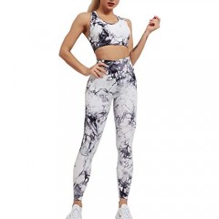 YuMENo Women's Tie Dye Workout Sets 2 Pieces Seamless High Waist Yoga Leggings with Sports Bra Gym Outfit Clothes