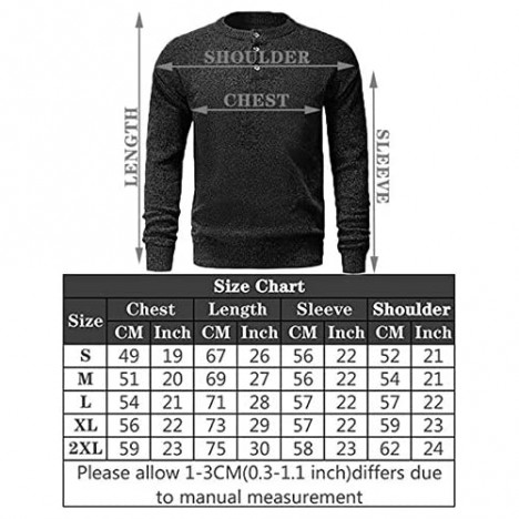 GABOB Men's Pullover Sweater Crewneck Knitted Henley Shirt with Button