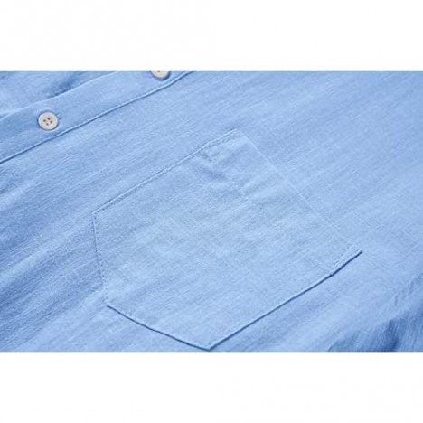 Makkrom Men's Cotton Linen Henley Shirt Long Sleeve Casual Lightweight Summer Beach Yoga Shirts Tops