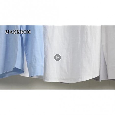 Makkrom Men's Cotton Linen Henley Shirt Long Sleeve Casual Lightweight Summer Beach Yoga Shirts Tops