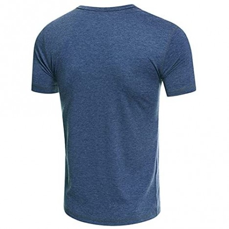 Men Henley Shirts V Neck Tee Fashion T-Shirt Slim Fit Summer Daily Top