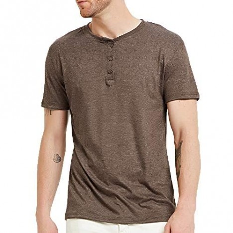 SALNIER Mens Casual Henley Shirt Slim Fit T Shirts Cotton Shirts Short Sleeve